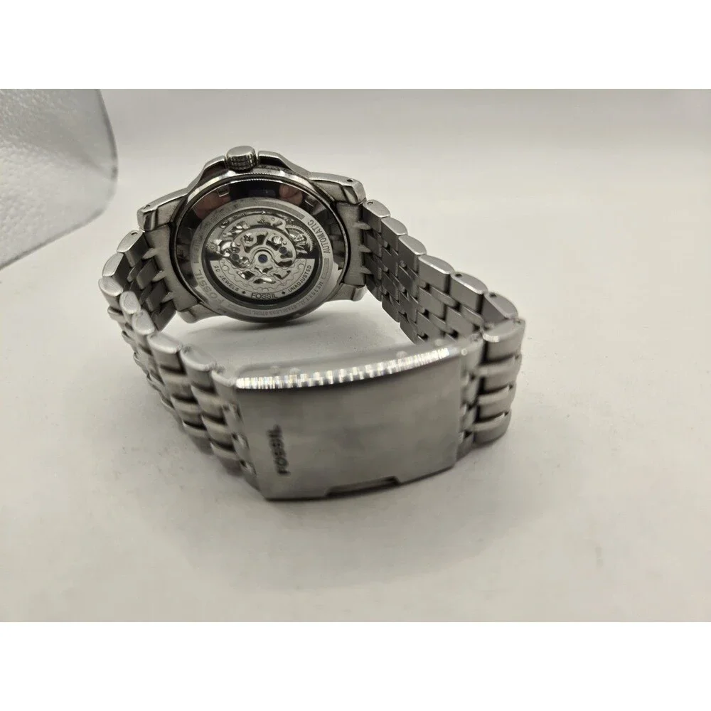 Fossil ME1027 AUT-O-MATIC Self-Winding Skeleton Stainless Steel Watch. 7.25